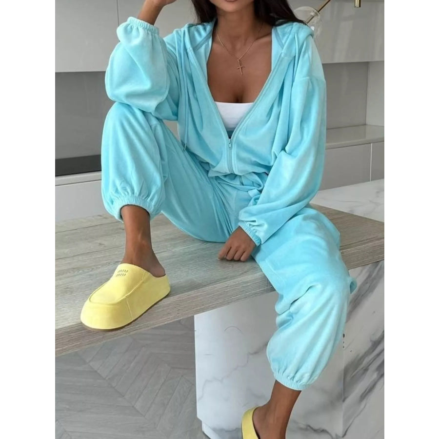 Zip-Up Hoodie and Joggers Set Apparel Accessories