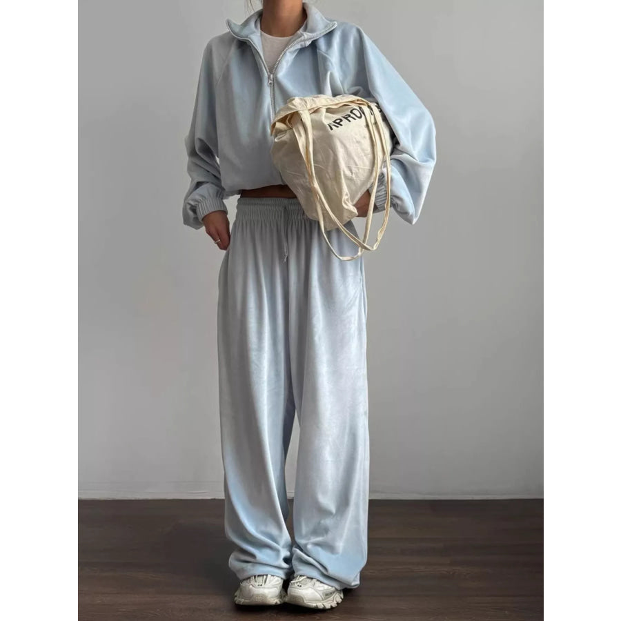 Zip-Up Hoodie and Joggers Set Light Blue / S Apparel and Accessories