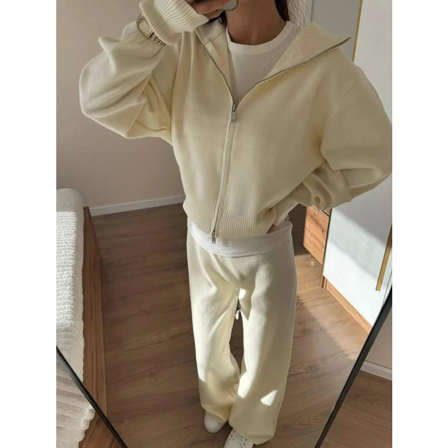 Zip-Up Hoodie and Pants Set Apparel and Accessories