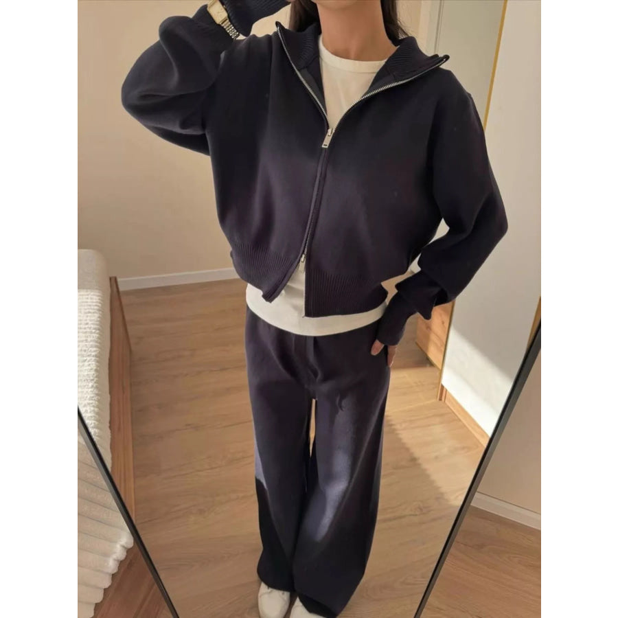 Zip-Up Hoodie and Pants Set Black / XS Apparel and Accessories