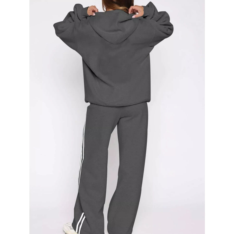 Zip Up Hoodie and Striped Pants Set Apparel and Accessories