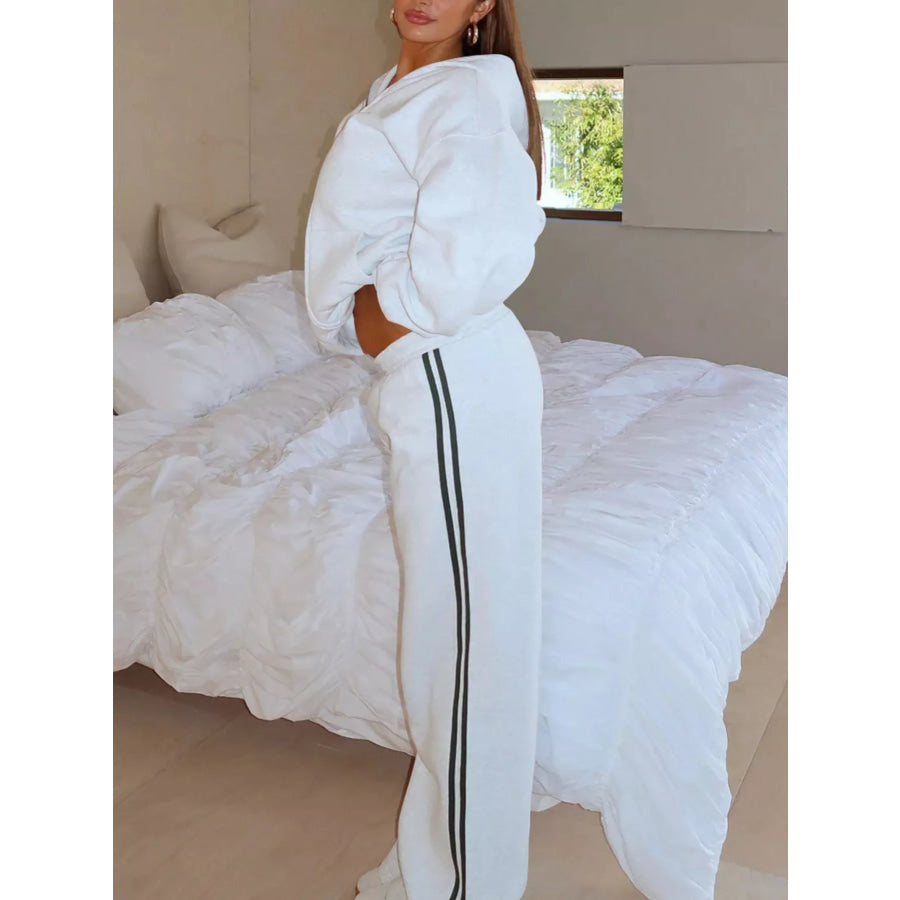 Zip Up Hoodie and Striped Pants Set Apparel and Accessories