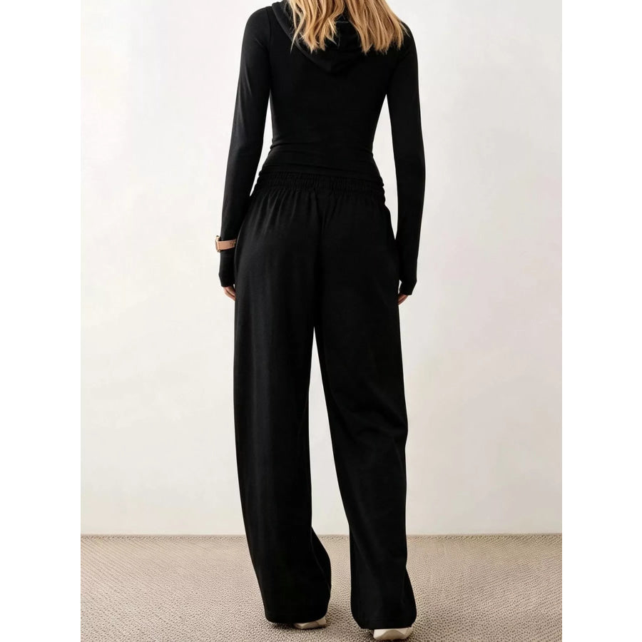 Zip-Up Hoodie and Wide-Leg Pants Set Apparel Accessories