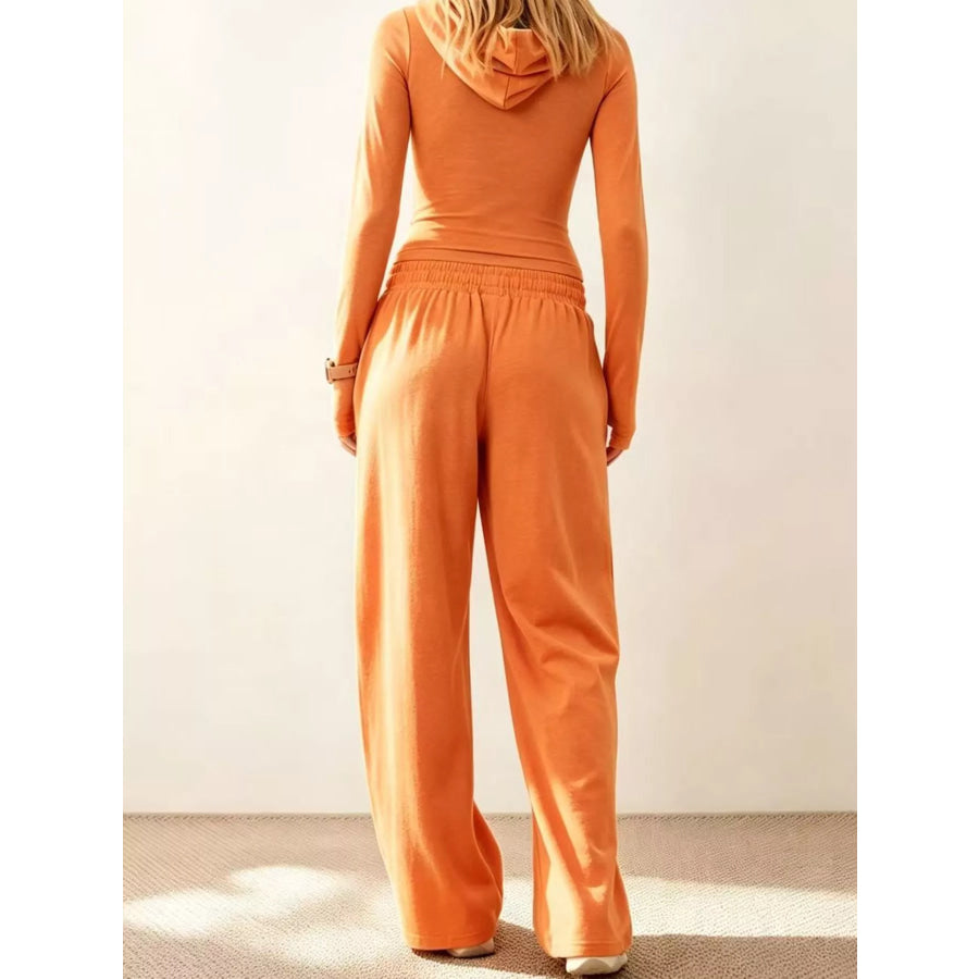 Zip-Up Hoodie and Wide-Leg Pants Set Apparel Accessories