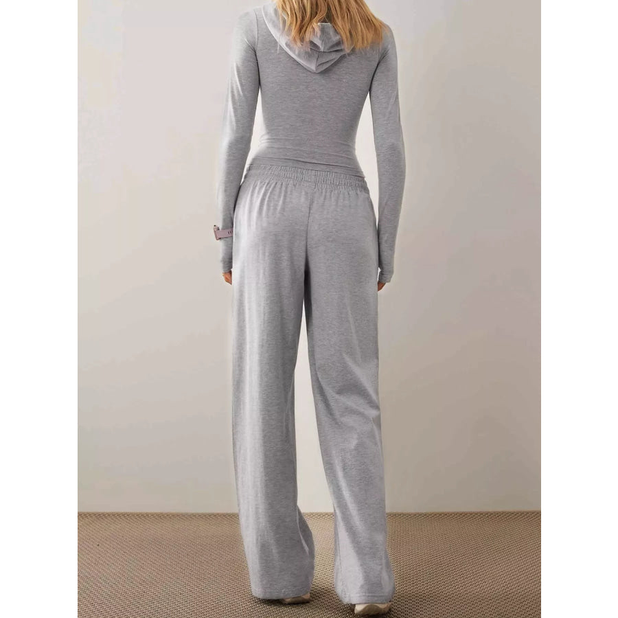 Zip-Up Hoodie and Wide-Leg Pants Set Apparel Accessories