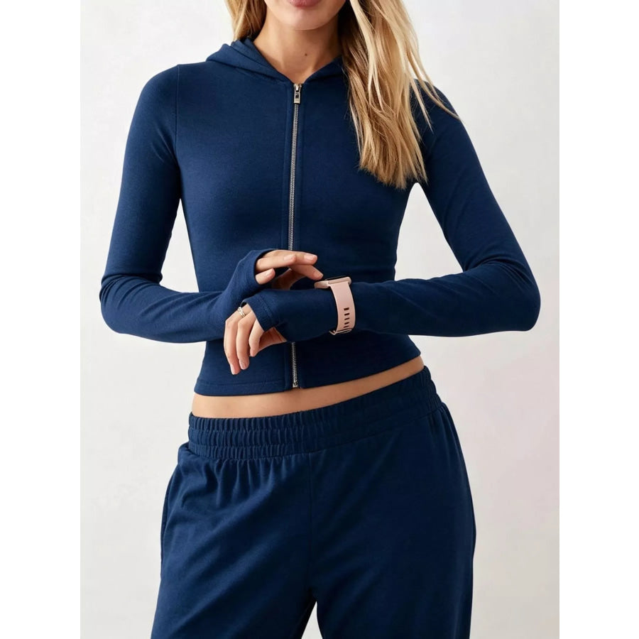 Zip-Up Hoodie and Wide-Leg Pants Set Apparel Accessories