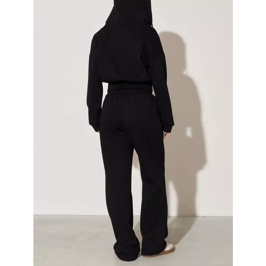 Zip-Up Hoodie and Wide-Leg Pants Set Apparel and Accessories