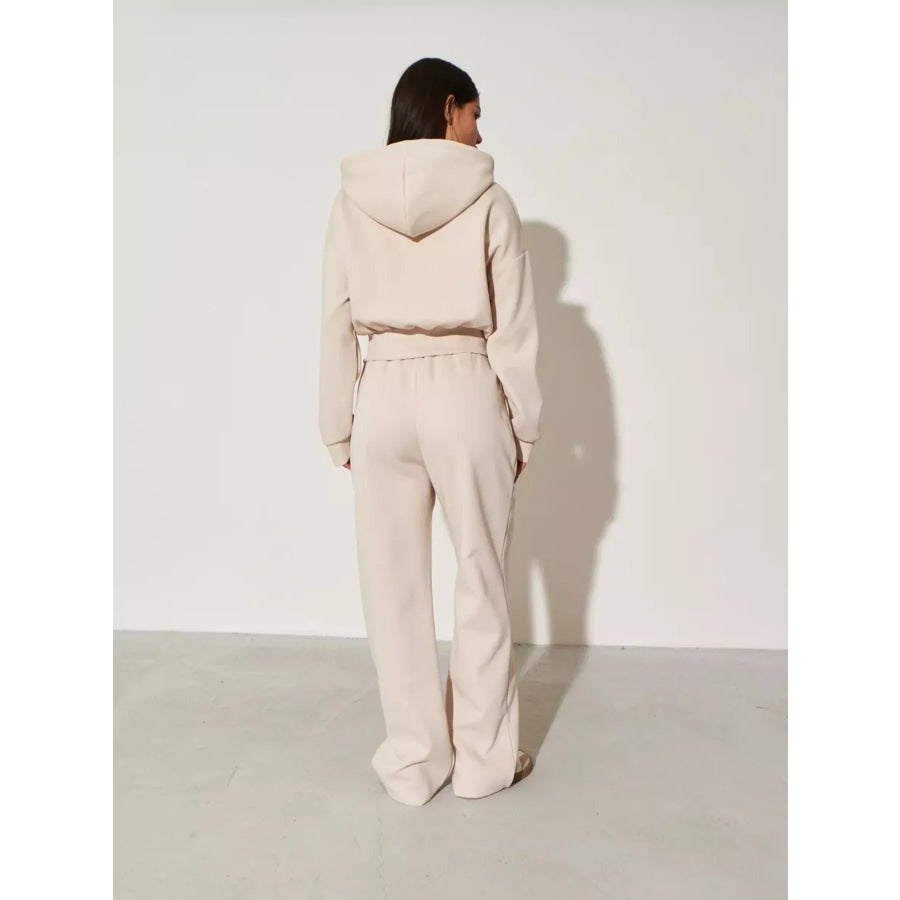 Zip-Up Hoodie and Wide-Leg Sweatpants Set Apparel Accessories