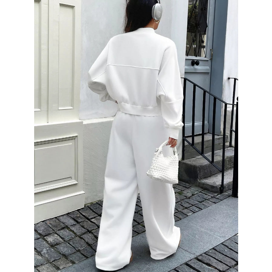 Zip Up Jacket and Pants Set White / S Apparel and Accessories