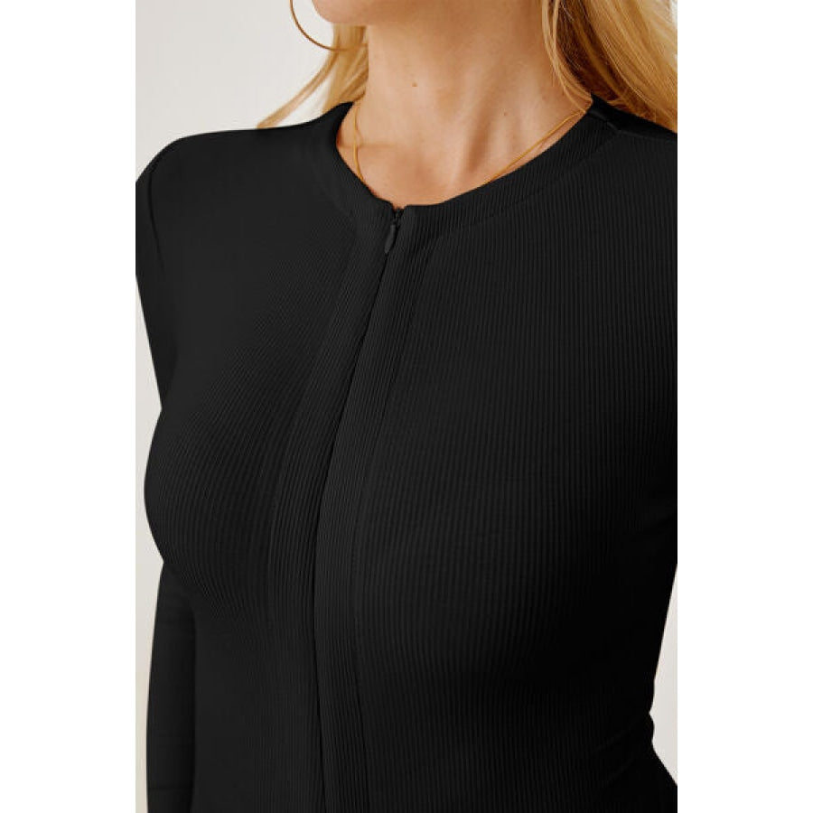 Sandee Rain Boutique - Zip Up Long Sleeve Bodysuit Trendsi