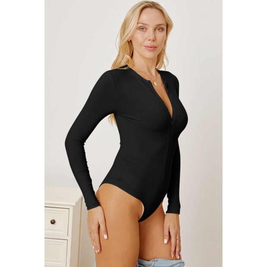 Zip Up Long Sleeve Bodysuit Clothing