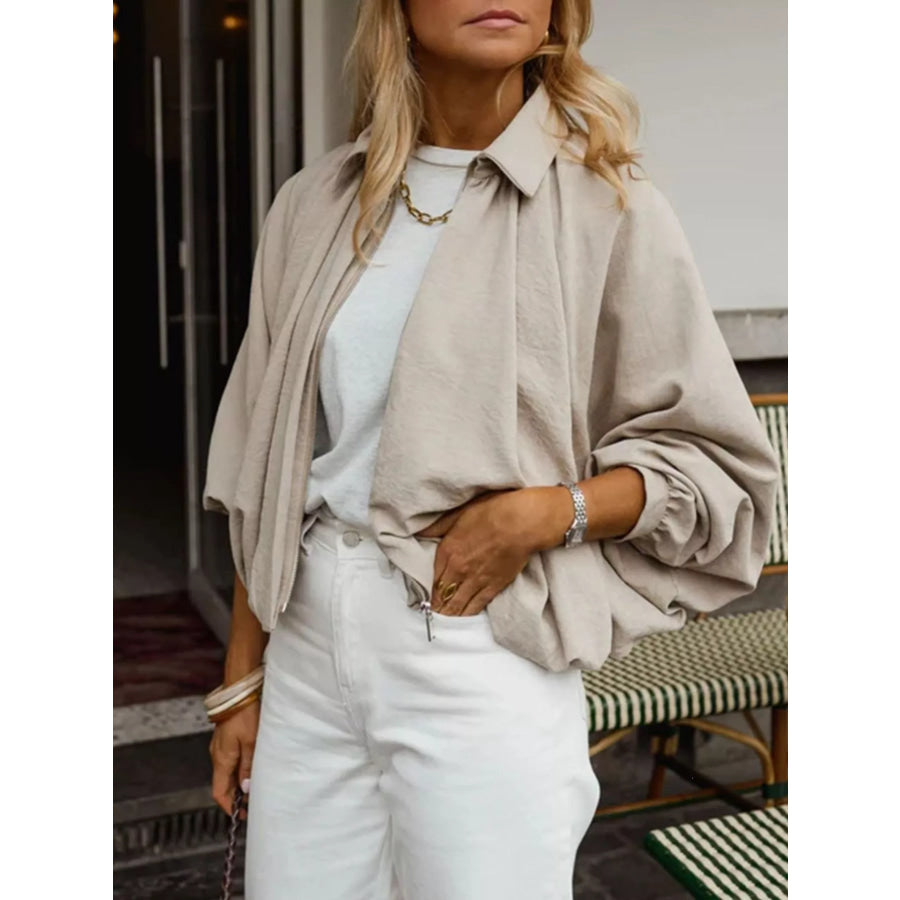 Zip Up Long Sleeve Bomber Jacket Apparel and Accessories