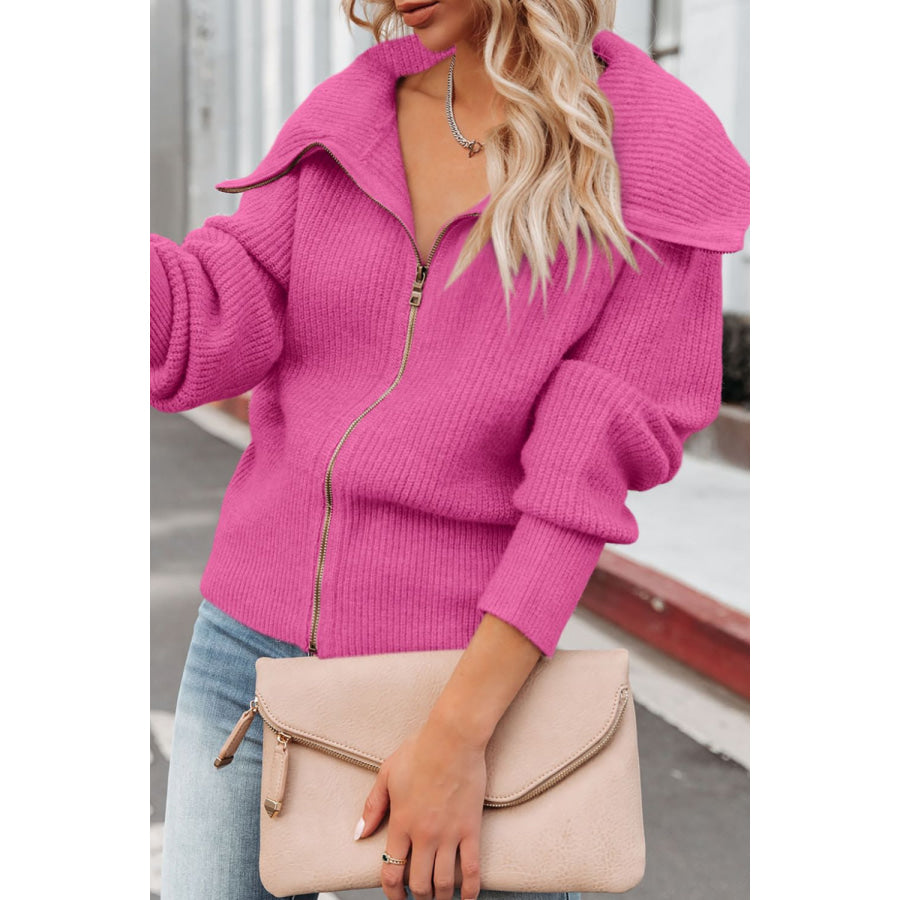 Zip Up Long Sleeve Cardigan Apparel and Accessories