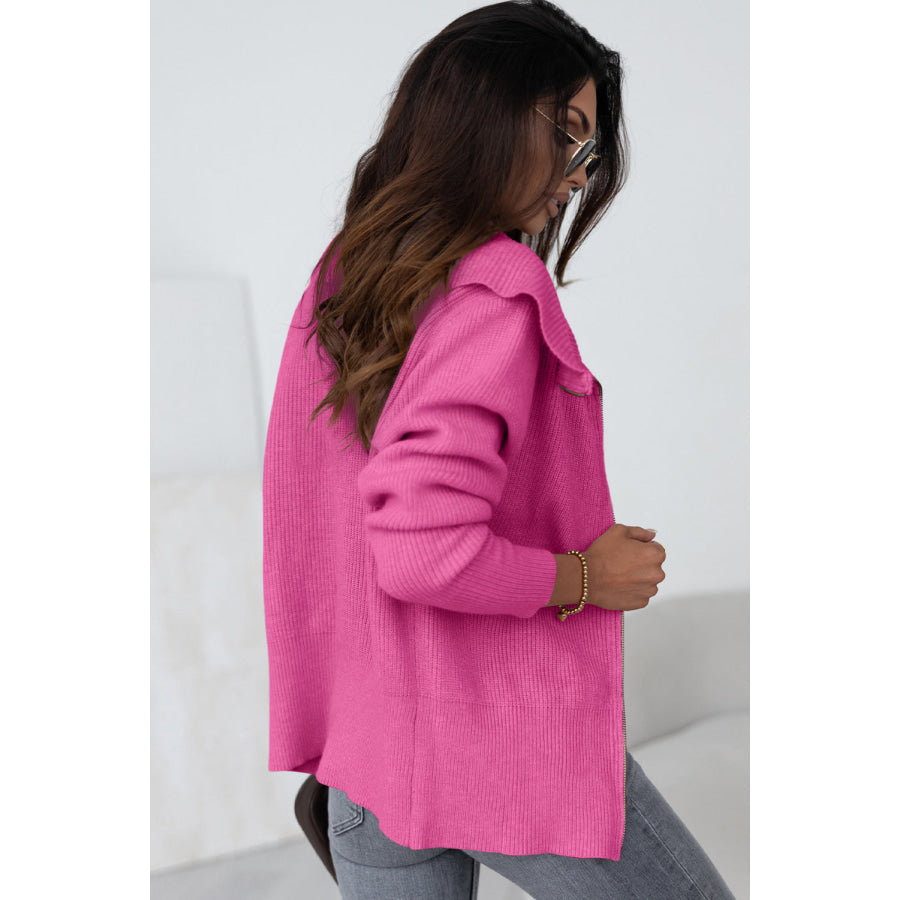 Zip Up Long Sleeve Cardigan Apparel and Accessories