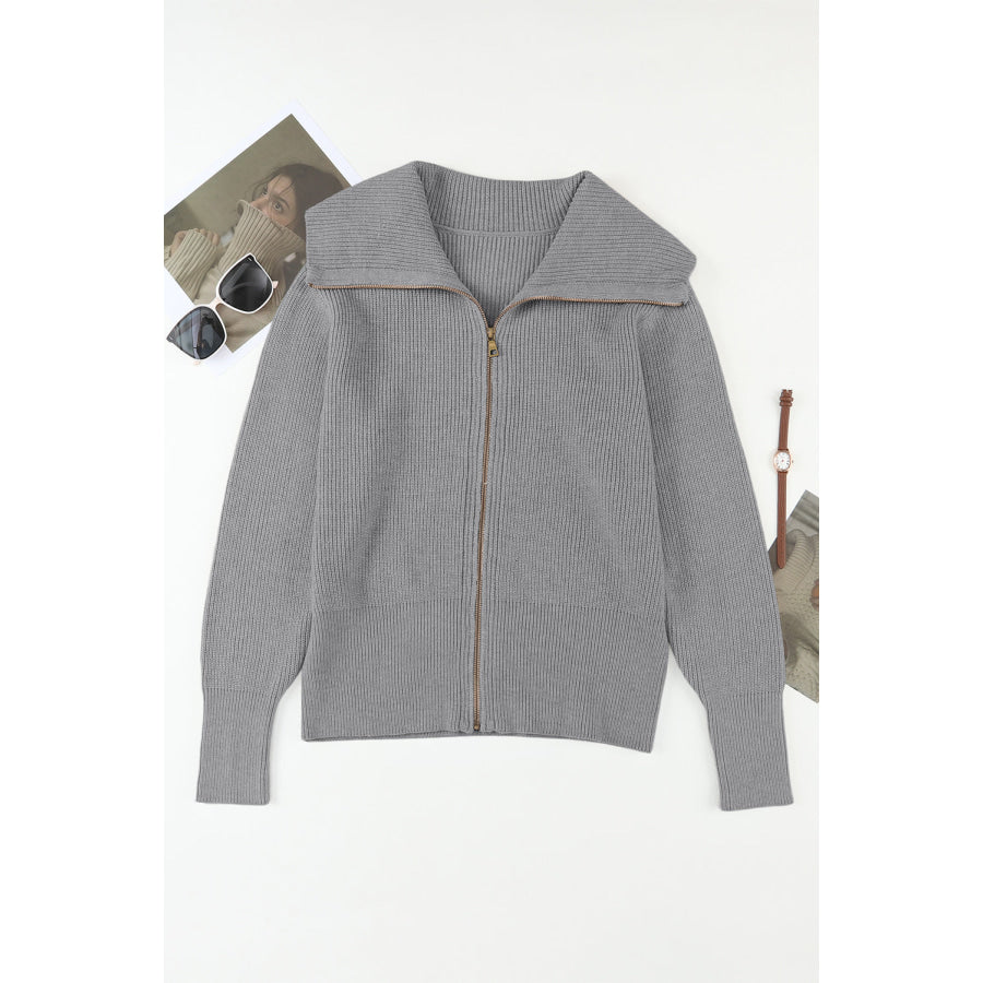 Zip Up Long Sleeve Cardigan Apparel and Accessories