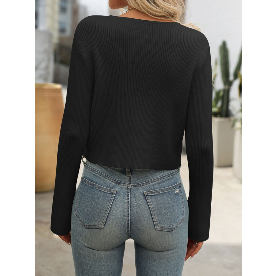 Zip Up Long Sleeve Cardigan Black / S Apparel and Accessories