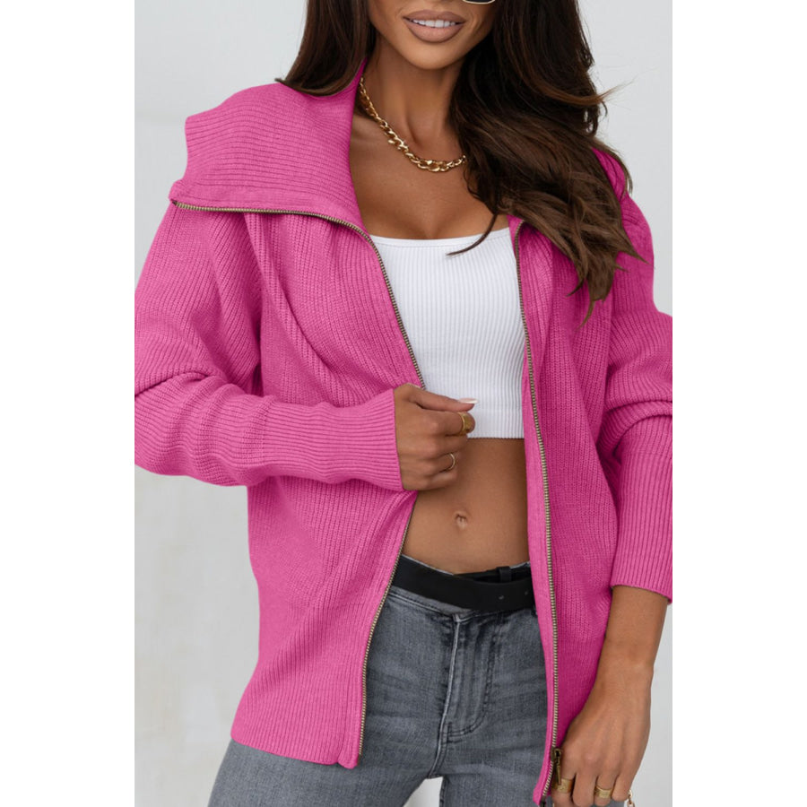 Zip Up Long Sleeve Cardigan Apparel and Accessories