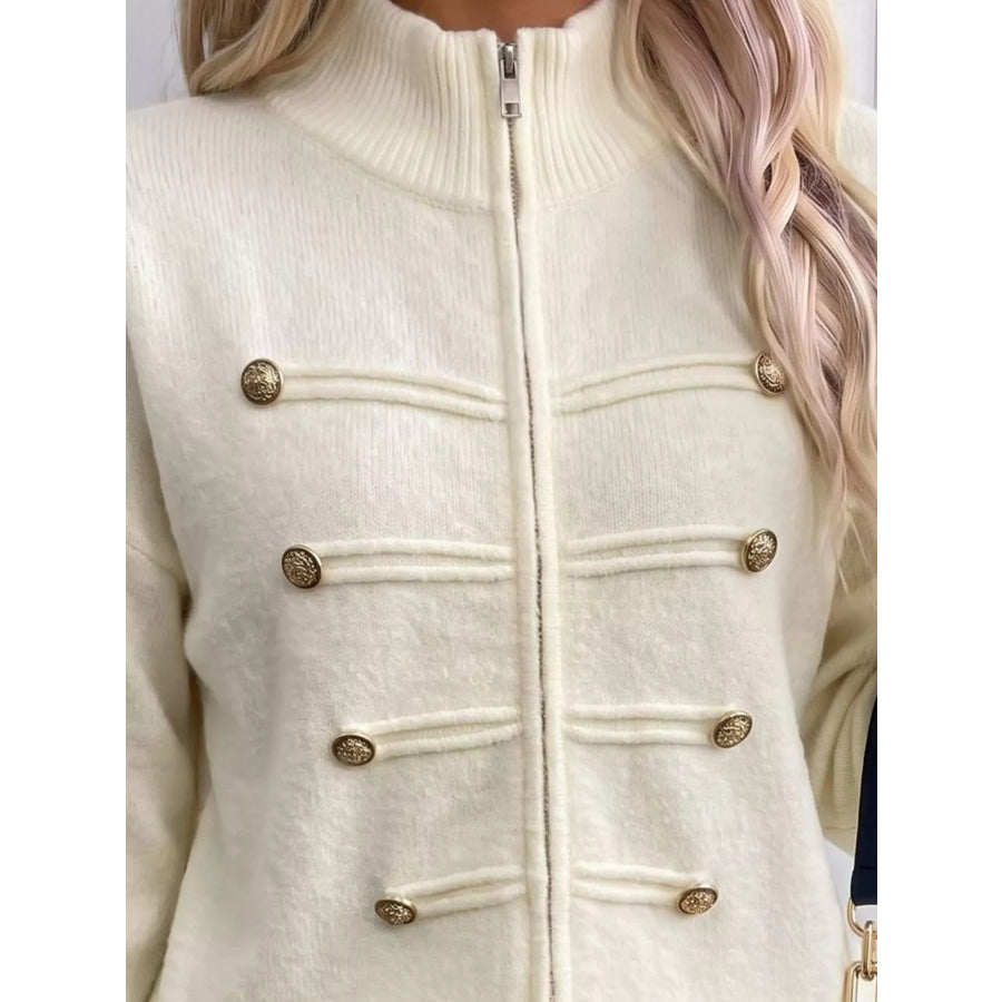 Zip-Up Long Sleeve Cardigan Apparel and Accessories