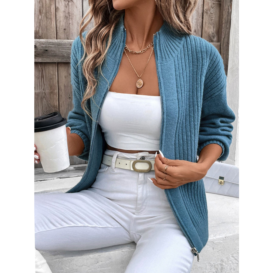 Zip Up Long Sleeve Cardigan Apparel and Accessories