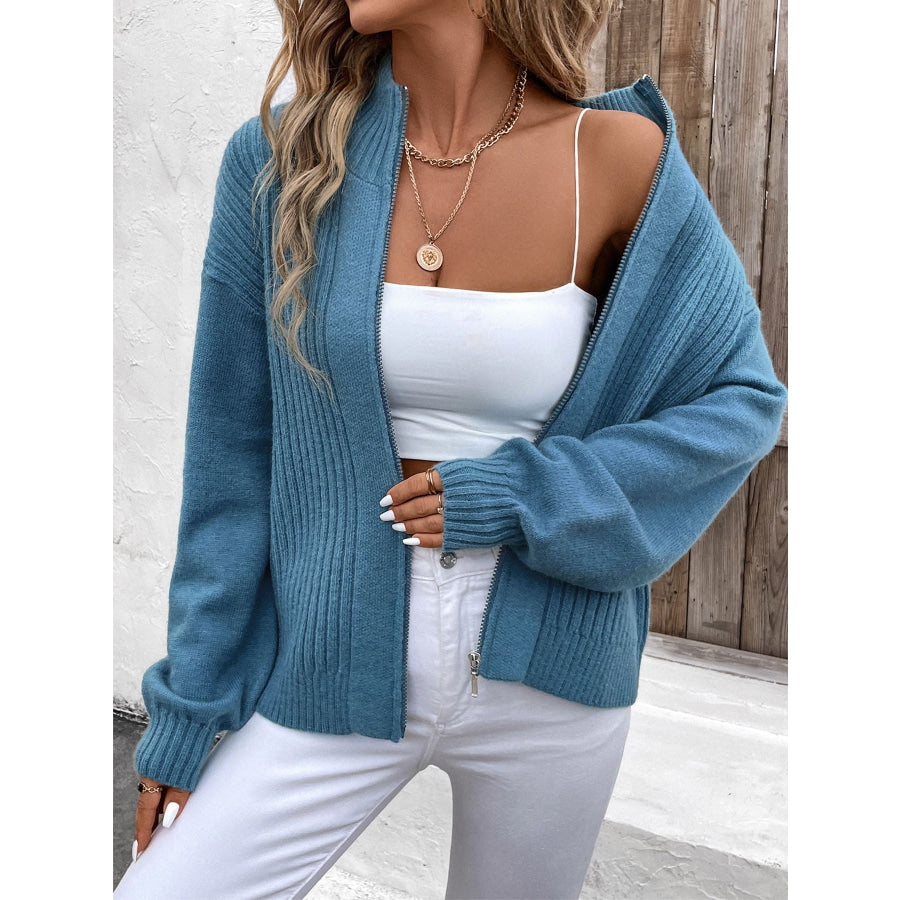 Zip Up Long Sleeve Cardigan Apparel and Accessories