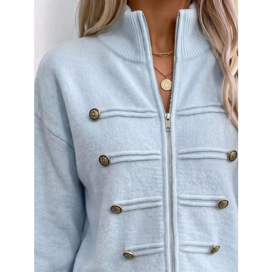 Zip-Up Long Sleeve Cardigan Apparel and Accessories