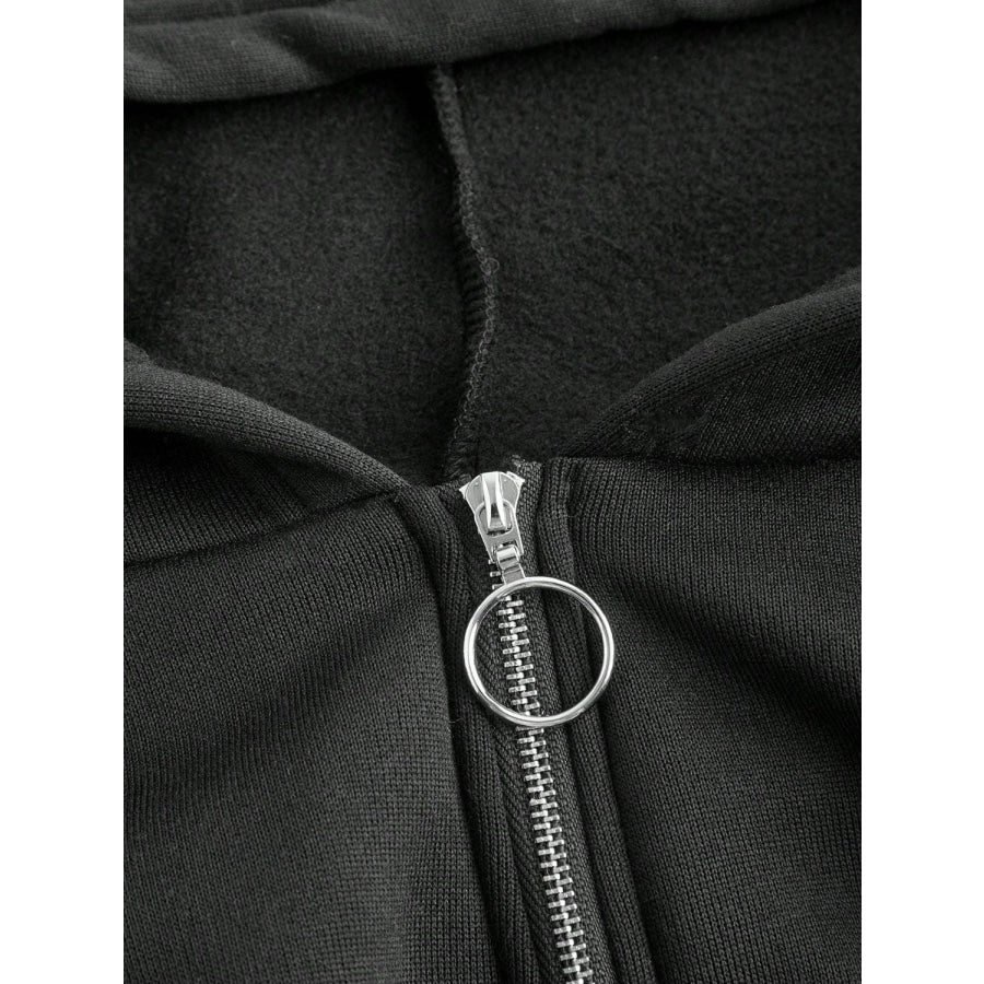 Zip Up Long Sleeve Cropped Hoodie Apparel and Accessories