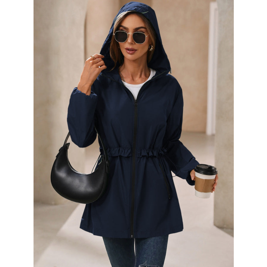 Zip Up Long Sleeve Hooded Jacket Apparel and Accessories