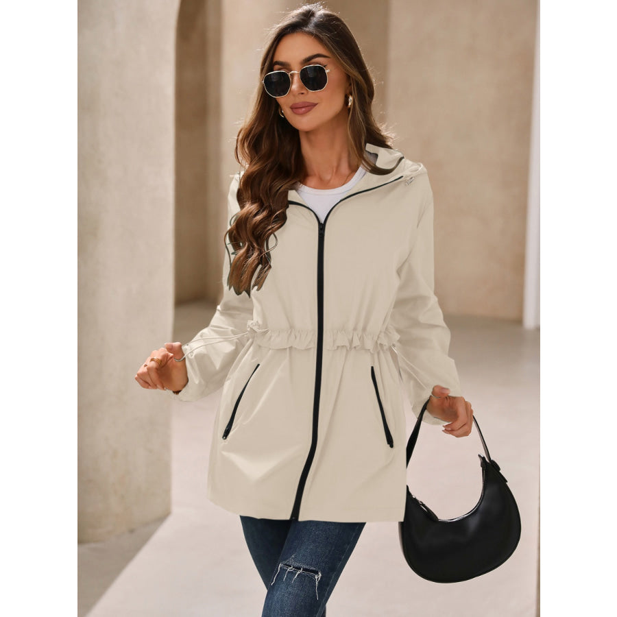 Zip Up Long Sleeve Hooded Jacket Apparel and Accessories