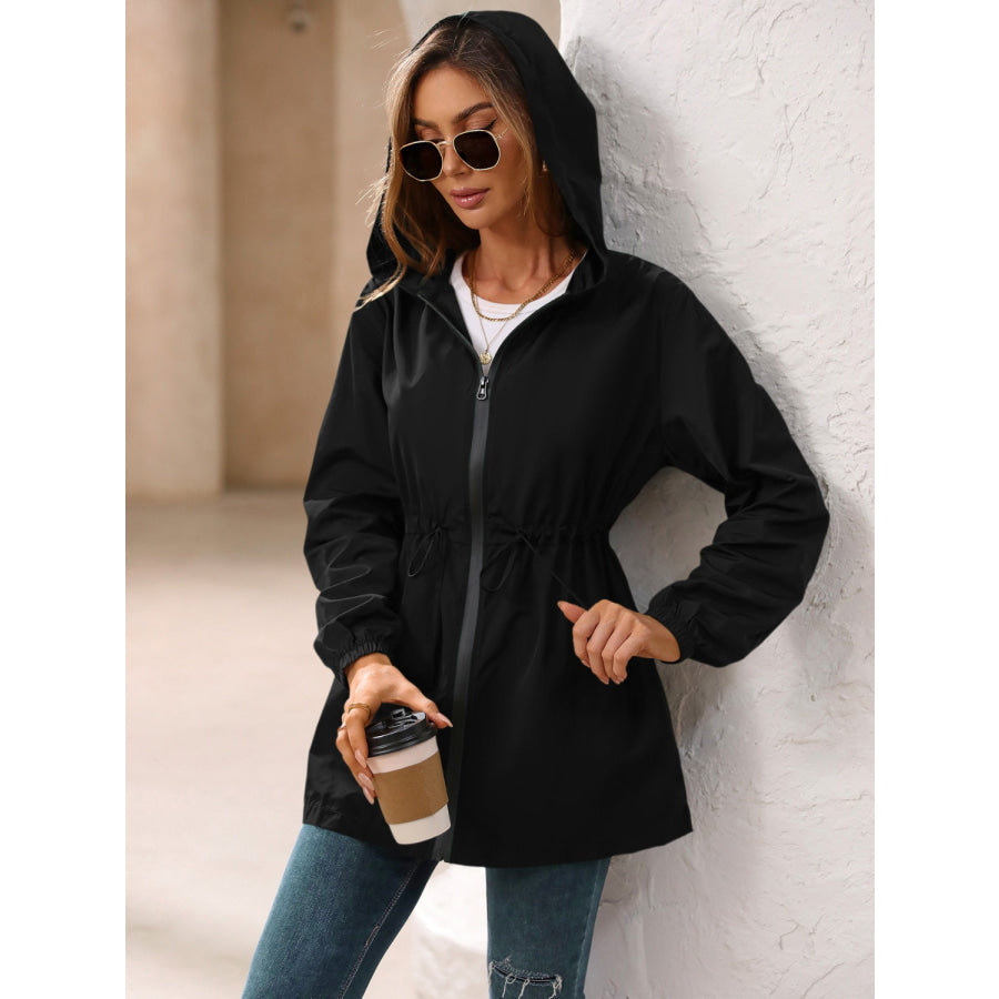 Zip Up Long Sleeve Hooded Jacket Apparel and Accessories