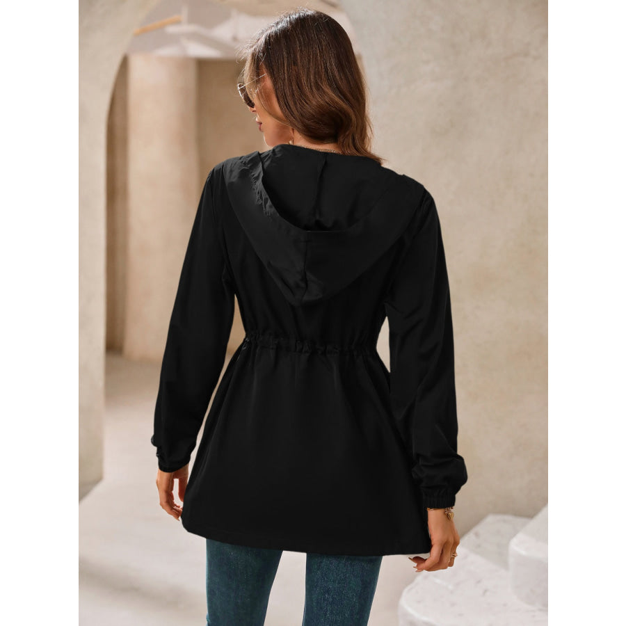 Zip Up Long Sleeve Hooded Jacket Apparel and Accessories