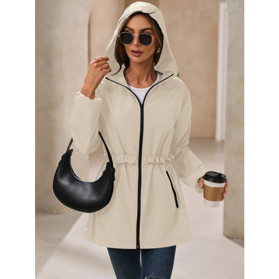 Zip Up Long Sleeve Hooded Jacket Apparel and Accessories