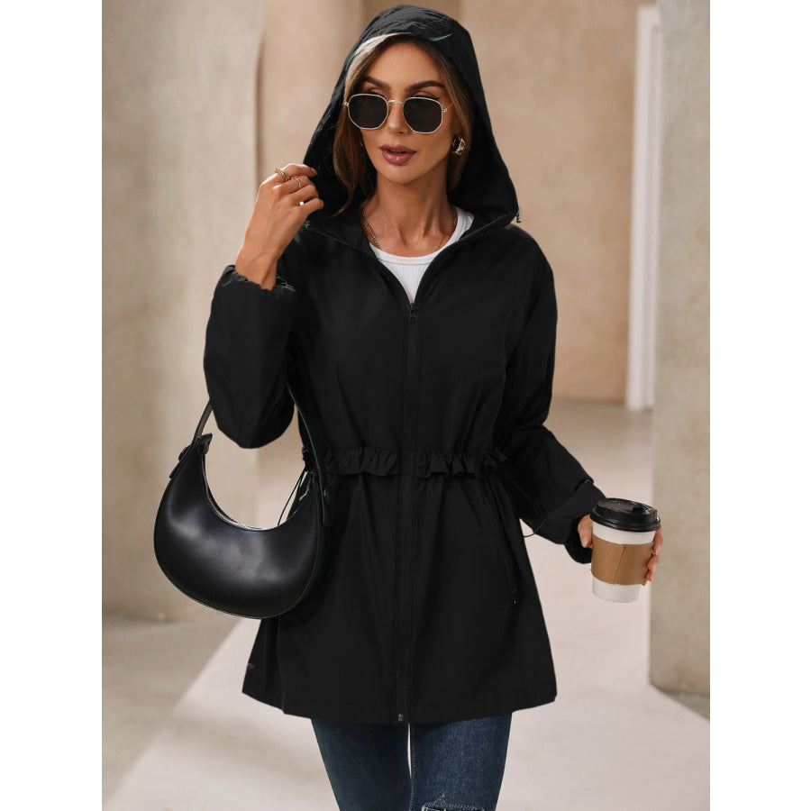 Zip Up Long Sleeve Hooded Jacket Apparel and Accessories