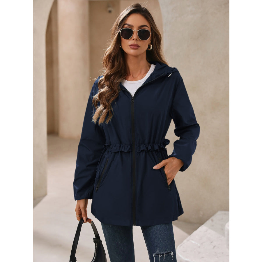 Zip Up Long Sleeve Hooded Jacket Apparel and Accessories