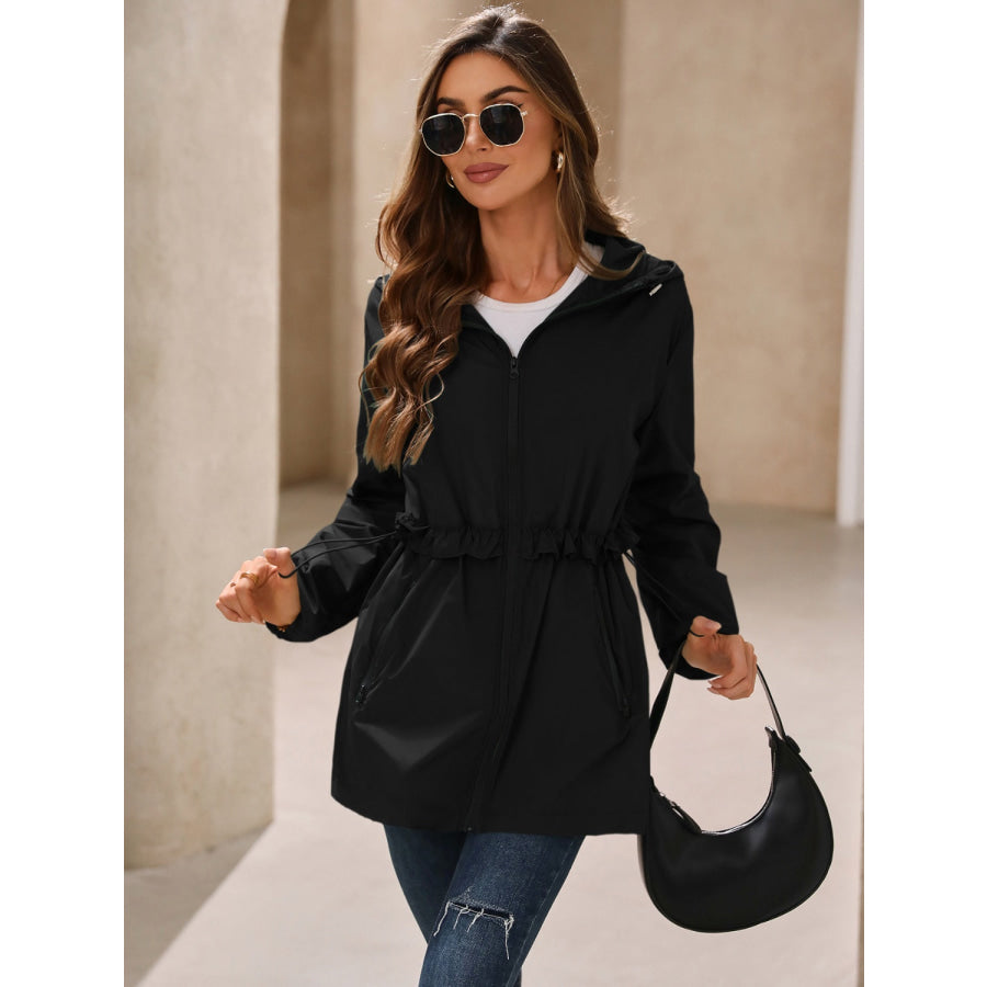 Zip Up Long Sleeve Hooded Jacket Apparel and Accessories