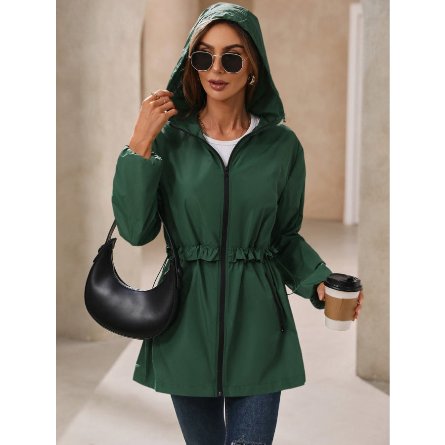 Zip Up Long Sleeve Hooded Jacket Apparel and Accessories