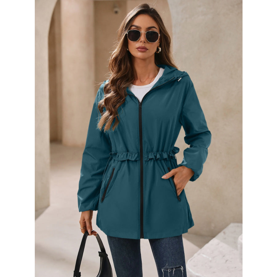 Zip Up Long Sleeve Hooded Jacket Apparel and Accessories