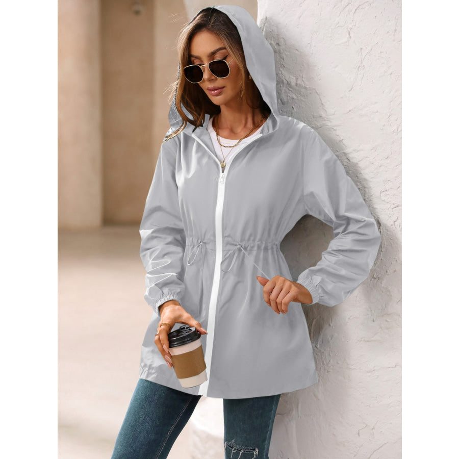 Zip Up Long Sleeve Hooded Jacket Apparel and Accessories