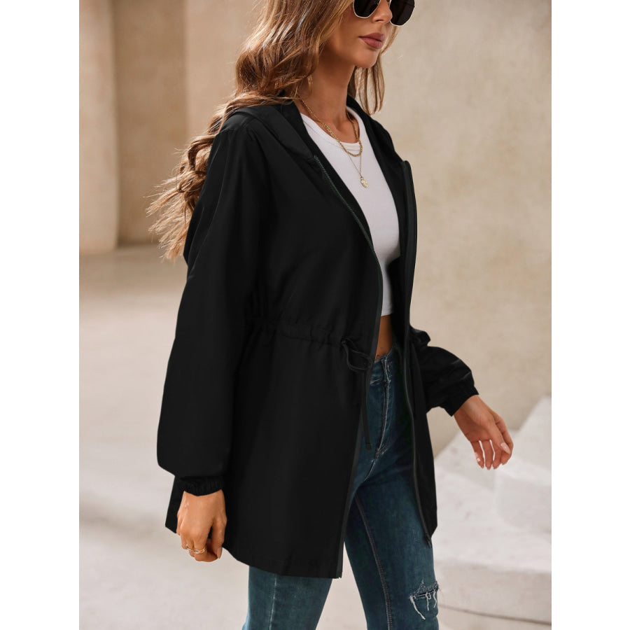 Zip Up Long Sleeve Hooded Jacket Apparel and Accessories