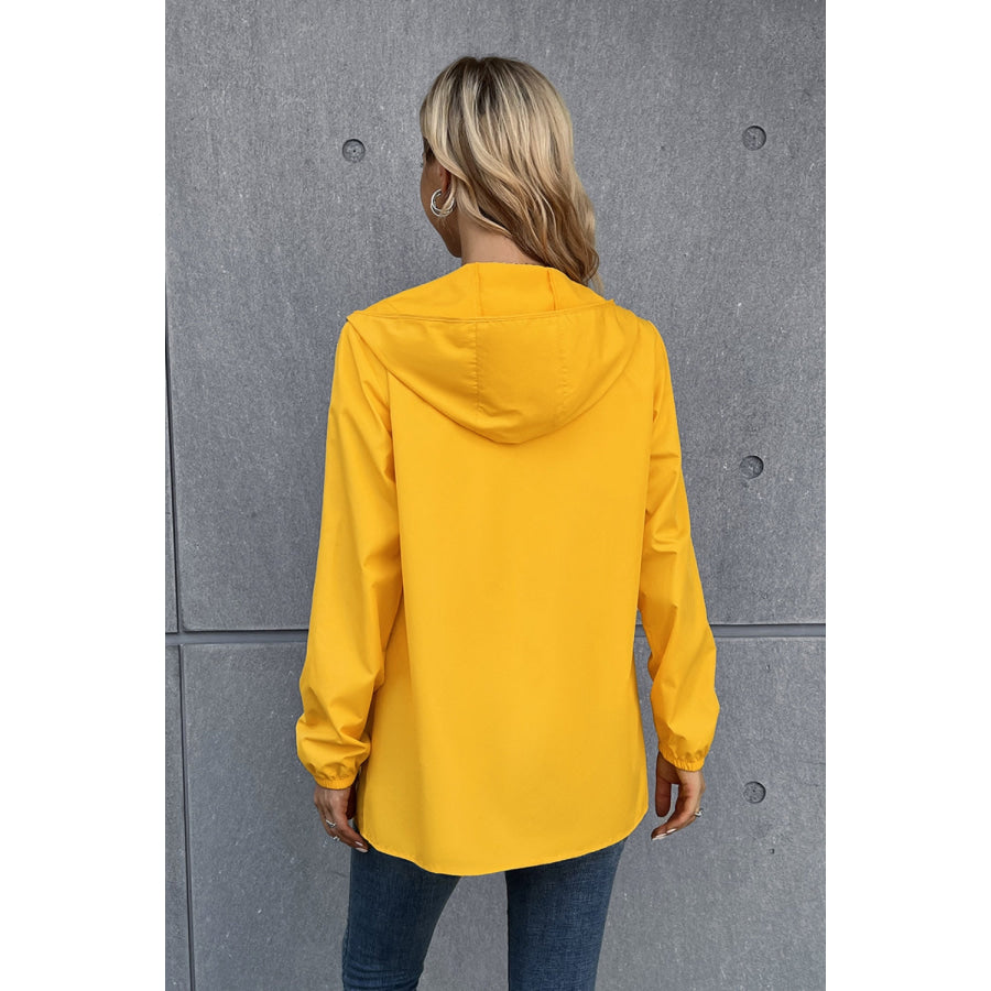 Zip Up Long Sleeve Hooded Watertight Jacket Mustard / S Apparel and Accessories