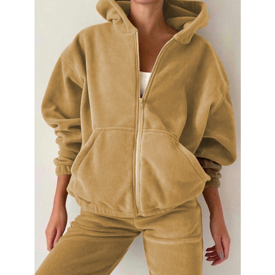 Zip Up Long Sleeve Hoodie and Joggers Set Apparel and Accessories