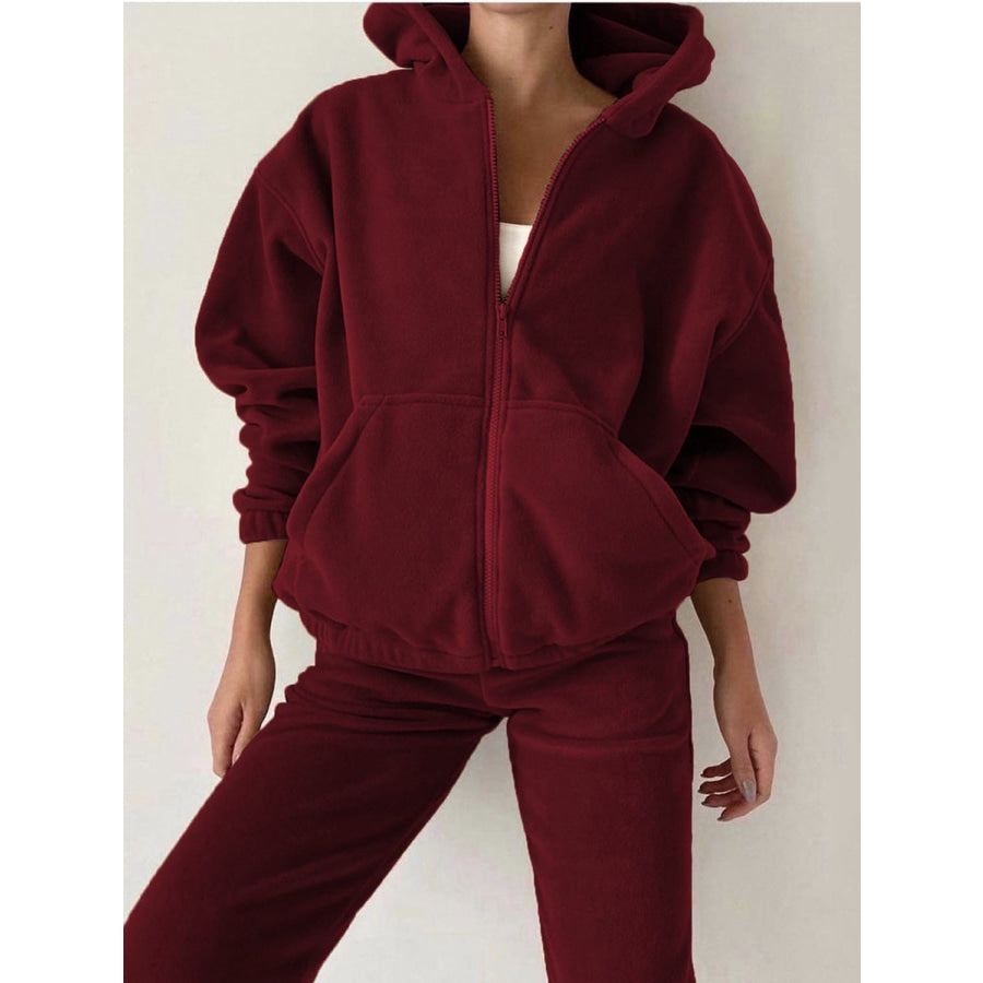 Zip Up Long Sleeve Hoodie and Joggers Set Apparel and Accessories