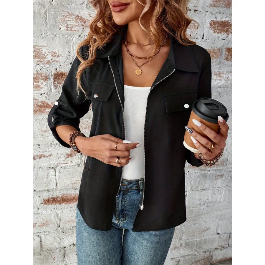 Zip Up Long Sleeve Jacket Apparel and Accessories