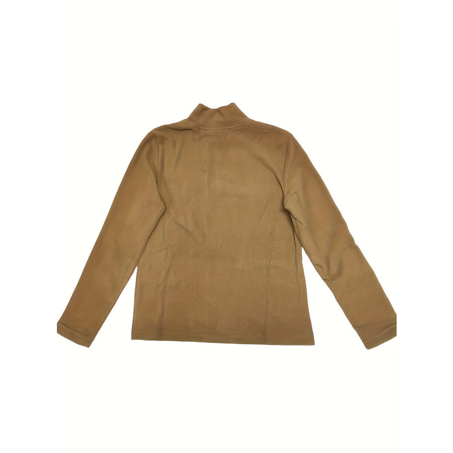 Zip Up Long Sleeve Jacket Taupe / S Apparel and Accessories