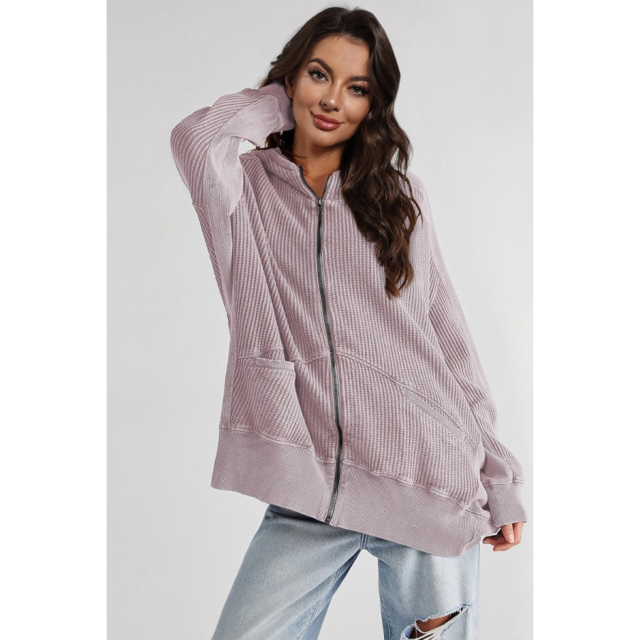 Zip-Up Long Sleeve Jacket Lilac / S