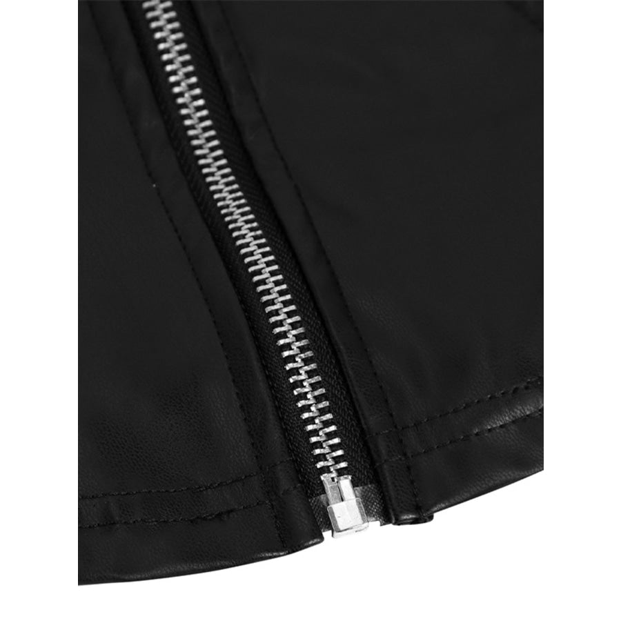 Zip Up Long Sleeve Leather Jacket Apparel and Accessories
