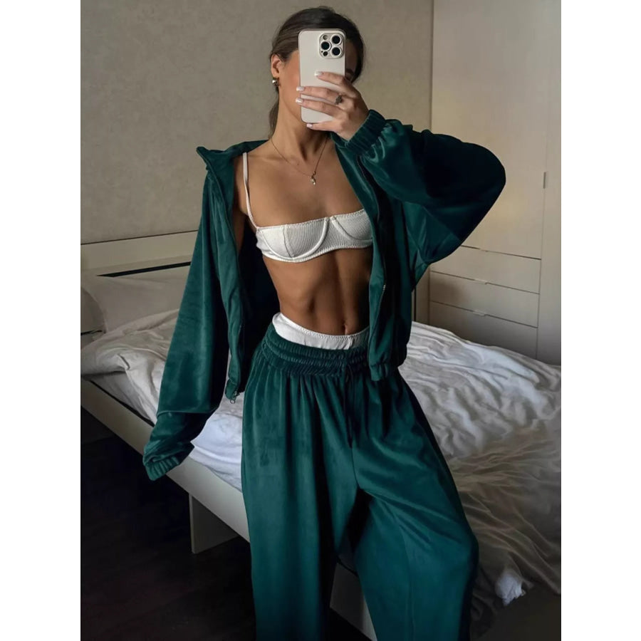 Zip Up Long Sleeve Outerwear and Pants Set Apparel and Accessories