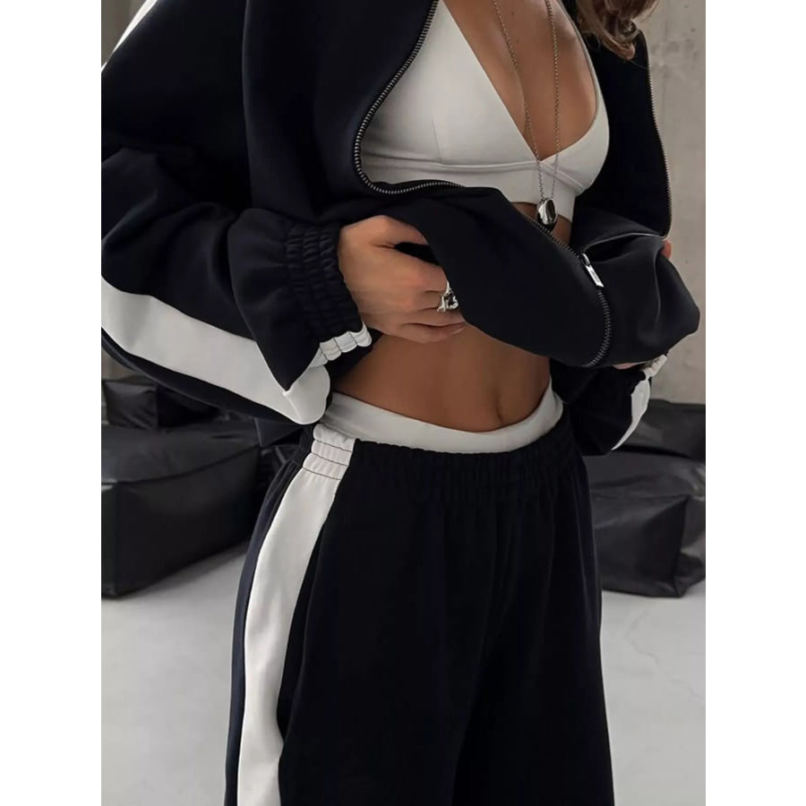 Zip Up Long Sleeve Outerwear and Pants Set Apparel and Accessories