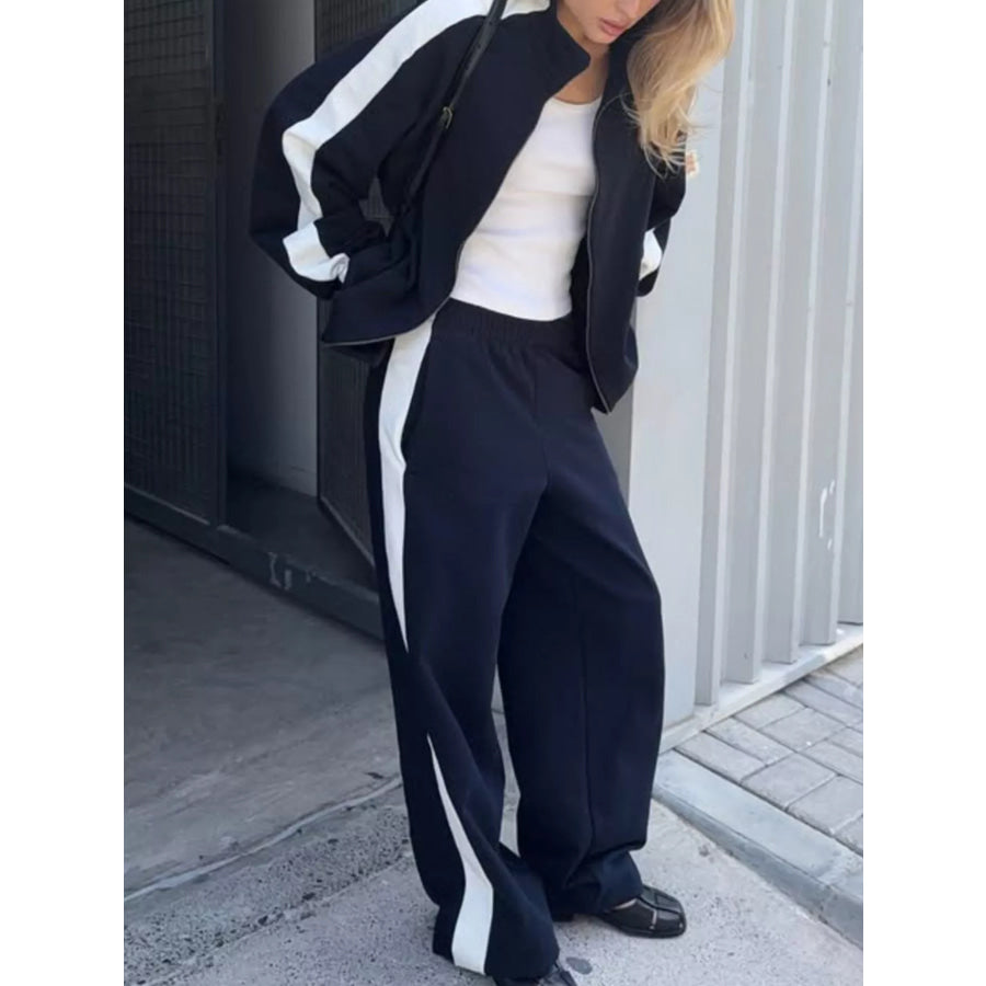 Zip Up Long Sleeve Outerwear and Pants Set Apparel and Accessories