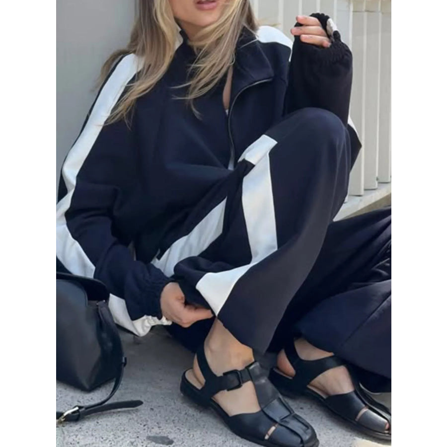 Zip Up Long Sleeve Outerwear and Pants Set Apparel and Accessories