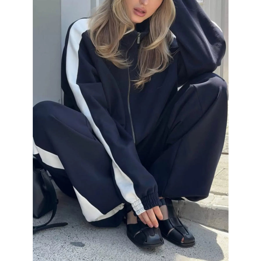 Zip Up Long Sleeve Outerwear and Pants Set Apparel and Accessories